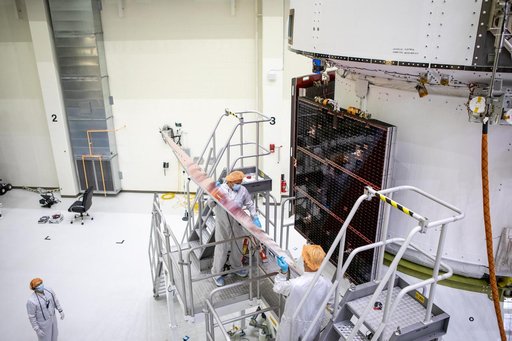 Artemis I Solar Array Wing Installation