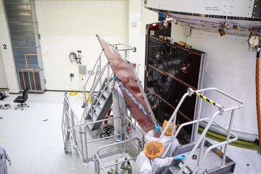 Artemis I Solar Array Wing Installation