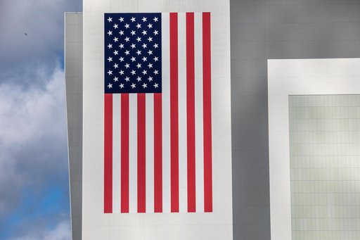 VAB - American Flag and NASA Meatball Painting Complete