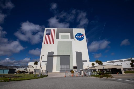 VAB - American Flag and NASA Meatball Painting Complete