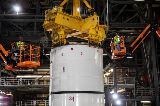 SLS Artemis I Aft Segment Prep for Move/Stacking