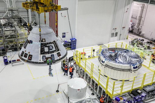 OFT-2 Crew Module Lift for Weight and Center Gravity Test