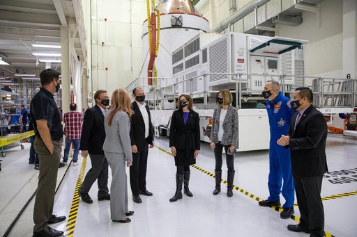 Artemis I Orion Lift to Transporter - Kathy Lueders Tour
