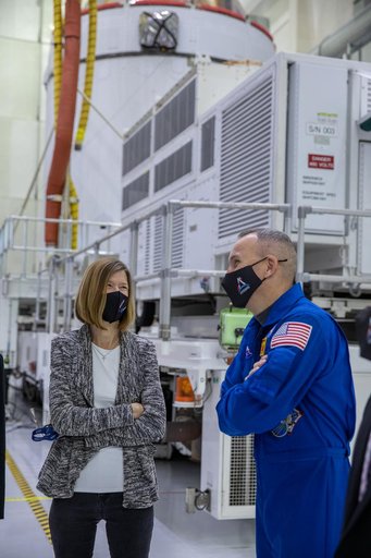 Artemis I Orion Lift to Transporter - Kathy Lueders Tour