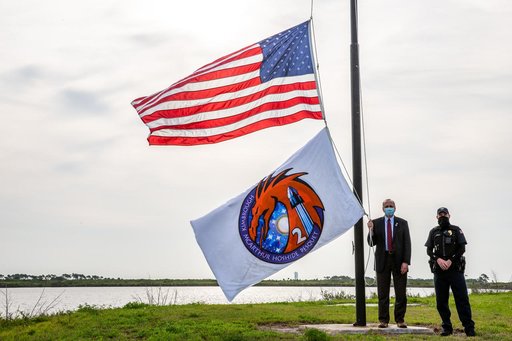 NASA Acting Administrator Steve Jurczyk Raises Crew-2 Flag at KS