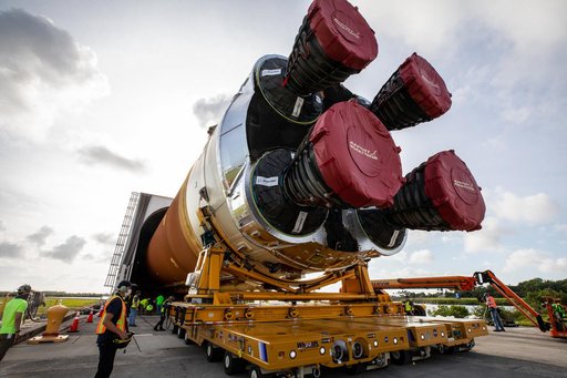 Artemis I Core Stage Offload to VAB