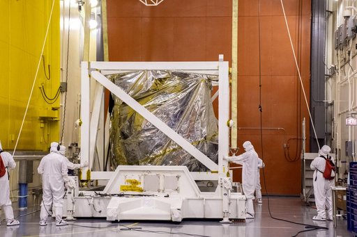 Landsat 9 Spacecraft (Observatory) Lift Off of Remaining Contain