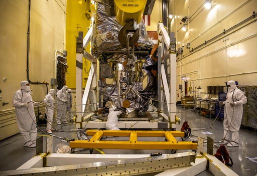 Landsat 9 Spacecraft (Observatory) Lift to Fixture Structure