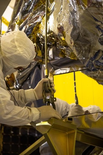 Landsat 9 Spacecraft (Observatory) Lift to Fixture Structure