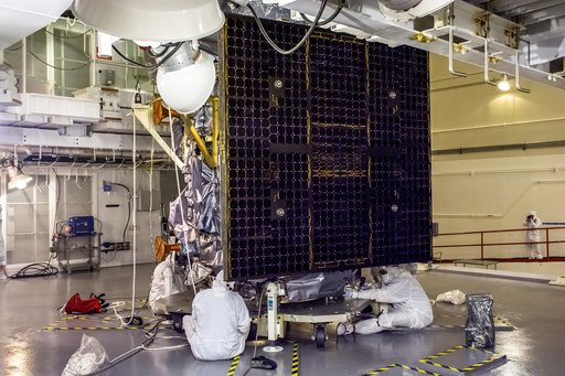 Landsat 9 Spacecraft (Observatory) Move from High Bay into Cell