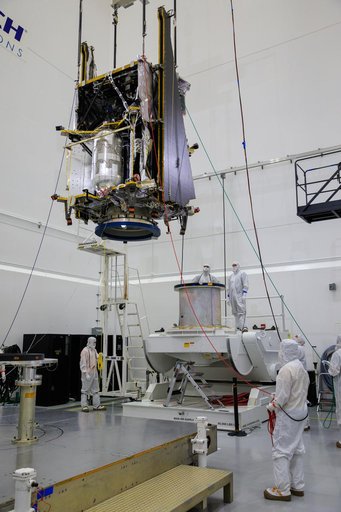 Lucy Spacecraft Lift to Rotation Stand