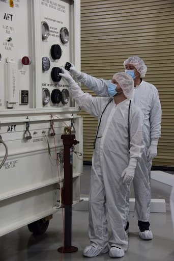DART Spacecraft Removal from Shipping Container, Move to SC Doll