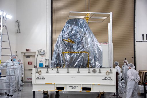 DART Spacecraft Removal from Shipping Container, Move to SC Doll