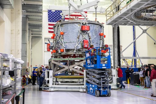 Artemis II - European Service Module Arrival at KSC - on Work St
