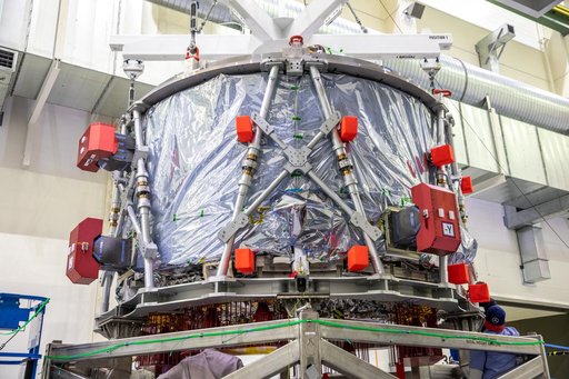 Artemis II - European Service Module Arrival at KSC - on Work St