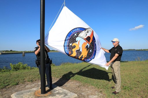 Crew-3 Flag Raising by Countdown Clock