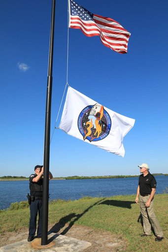 Crew-3 Flag Raising by Countdown Clock