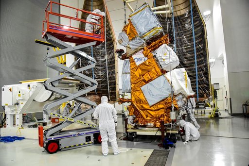 JPSS-2 Spacecraft Move To I&T Cart, Unbagging, Move to Aronson Table