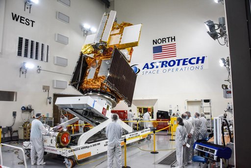SWOT Spacecraft Move Into Transport Container
