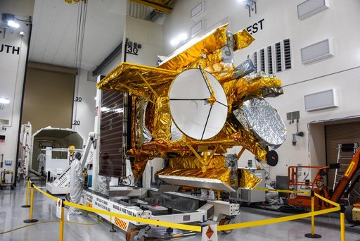 SWOT Spacecraft Move Into Transport Container