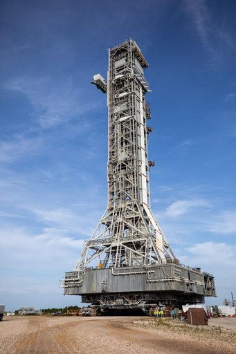 Mobile Launcher 1 (ML-1) Rolls to Launch Pad 39B for Artemis ll