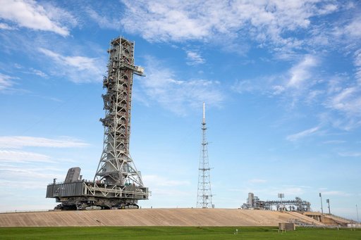 Mobile Launcher 1 (ML-1) Rolls to Launch Pad 39B for Artemis ll