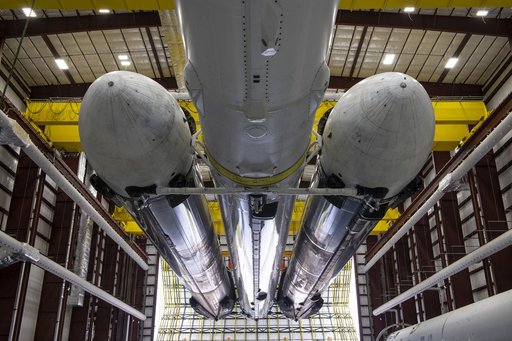 SpaceX Falcon Heavy in Hangar Before Static Fire Test for NASA’s Psyche Mission