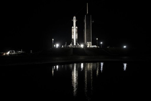 Psyche: SpaceX Falcon 9 Heavy Vertical at LC 39A