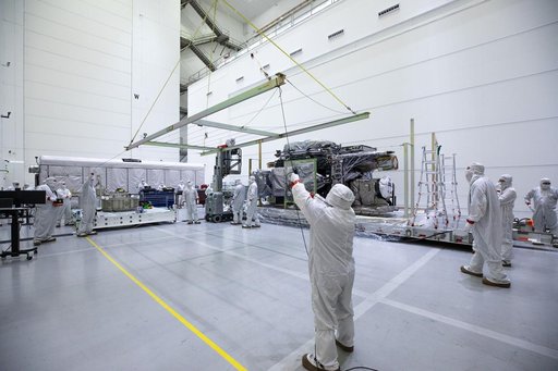 GOES-U Unboxing, Lift to Vertical, Move to Stand