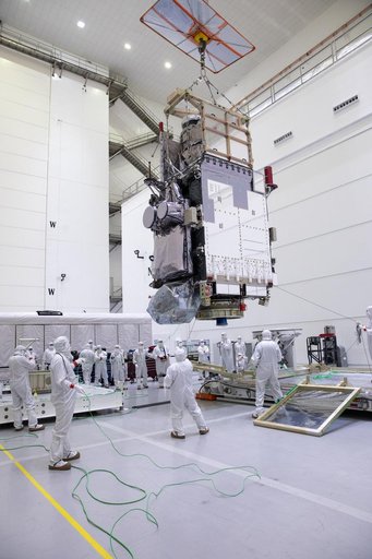 GOES-U Unboxing, Lift to Vertical, Move to Stand