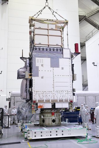 GOES-U Unboxing, Lift to Vertical, Move to Stand