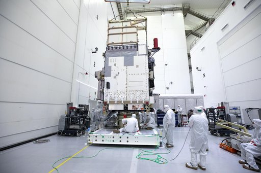 GOES-U Unboxing, Lift to Vertical, Move to Stand