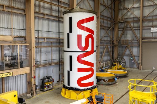 NASA Worm Logo Painting on Artemis II Booster