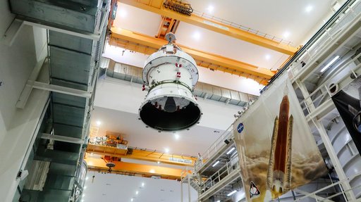 Artemis II Orion Lifted into Vacuum Chamber