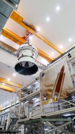 Artemis II Orion Lifted into Vacuum Chamber
