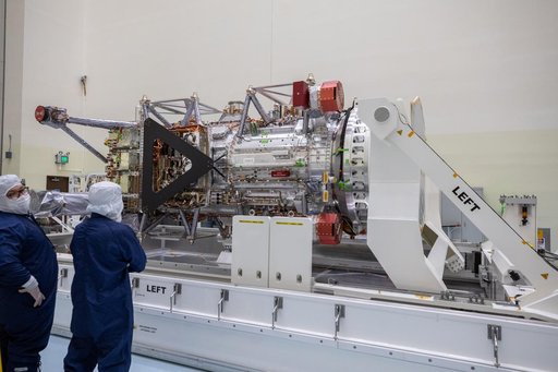 Europa Clipper Spacecraft Rotate to Vertical, Lift and Mate to Work Stand
