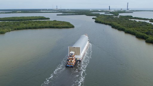 Artemis II Core Stage Arrival at KSC - DRONE