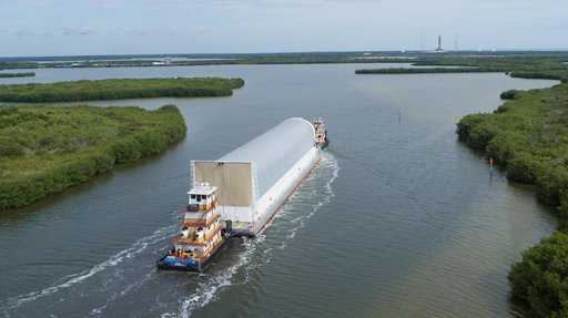 Artemis II Core Stage Arrival at KSC - DRONE