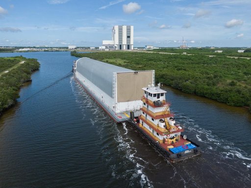 Artemis II Core Stage Arrival at KSC - DRONE