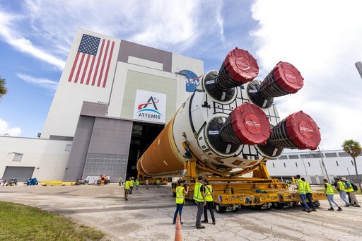 Artemis II Core Stage Transport to VAB
