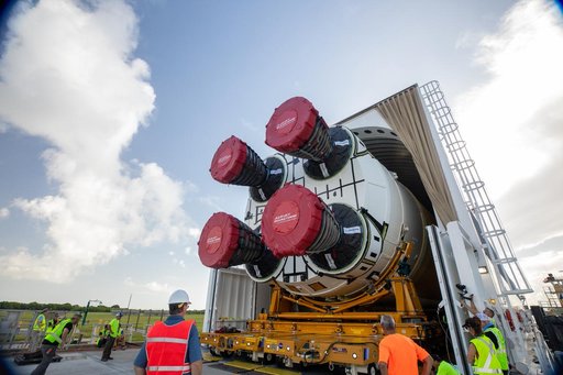 Artemis II Core Stage Offload and Transport to VAB