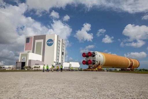 Artemis II Core Stage Offload and Transport to VAB