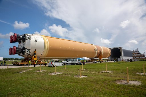 Artemis II Core Stage Offload and Transport to VAB