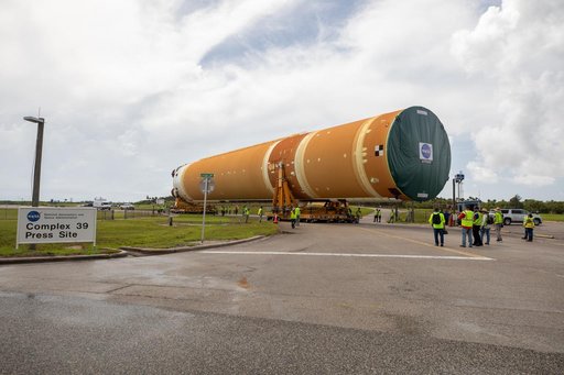 Artemis II Core Stage Offload and Transport to VAB