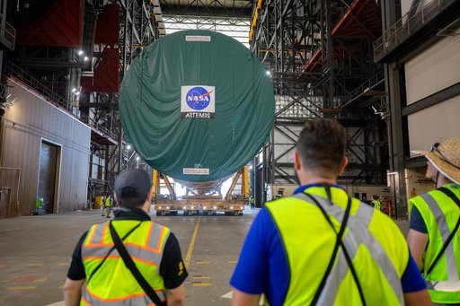 Artemis II Core Stage Offload and Transport to VAB