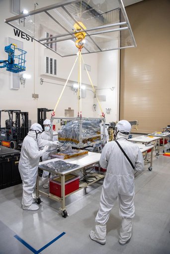PUNCH Satellites Lift to Work Stand fo Testing Operations