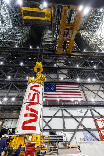 Artemis II Stacking - Left Center Center Prepped for Lift - SLS