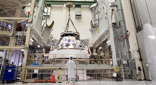 Artemis II Orion Lift Pre Saw Installation