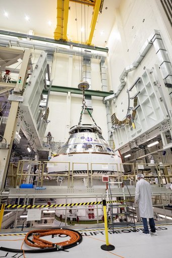 Artemis II Orion Lift Pre Saw Installation