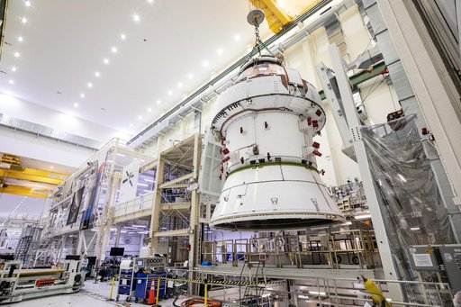 Artemis II Orion Lift Pre Saw Installation